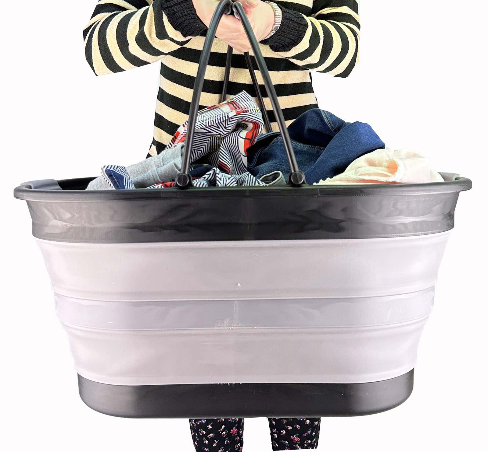 SAMMART 38L (10 Gallons) Collapsible Plastic Laundry Basket - Foldable Storage Container/Organizer - Portable Washing Tub - Space Saving Laundry Hamper