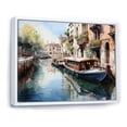 thumbnail image 2 of Designart "Watercolor Whimsy Beige Canal art painting I" Canals Floater Framed Canvas Wall Art, 2 of 7