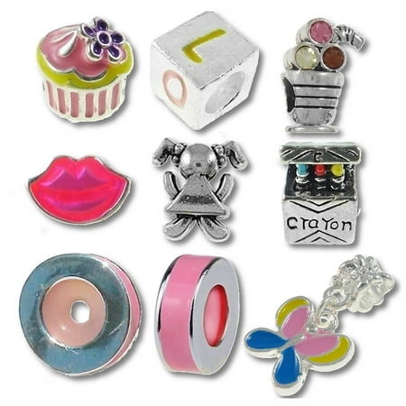 Pink Beads and Charms for Pandora Charm Bracelets Just For Girls - First Day Of School Collection