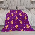 thumbnail image 5 of Christmas Gingerbread Throw Blanket Soft Warm Ball Purple Lightweight Flannel Plush Fuzzy Blankets Gift for Women Kids Boys Teens 50X60 in, 5 of 6