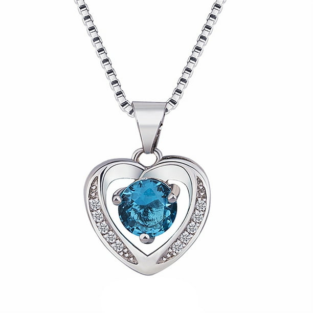 Mujeres Colgante Amatista Corazón Clavícula Cadena de Plata Natural en forma de Collar Collares Colgantes