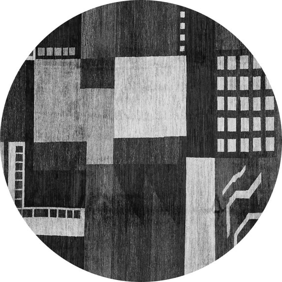 Ahgly Company Indoor Round Abstract Gray Modern Area Rugs, 3' Round