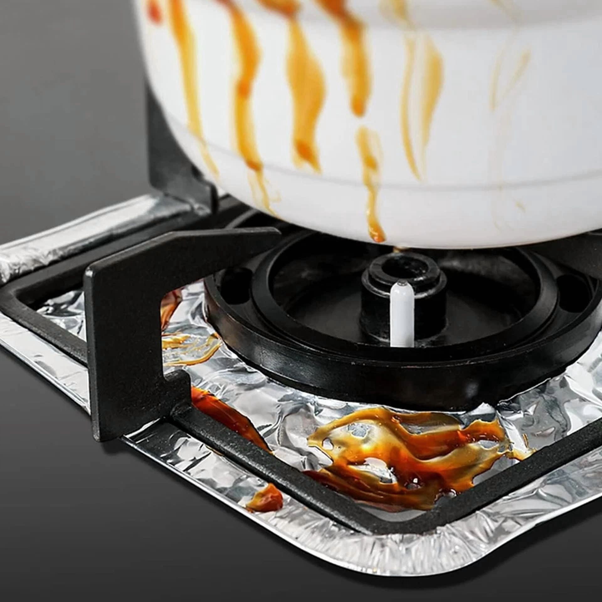 KLYNE - 50Pcs Aluminum Foil Gas Burner Liners, Square Thick Stove Covers Range Protector