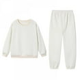 thumbnail image 6 of Byworldtasic Womens 2 Picec of Outfit Sets Long Sleeve Round Neck Sweatshirt and Wide-leg Long Pants Set, 6 of 8