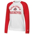 thumbnail image 2 of Women's Russell White/Scarlet Ohio State Buckeyes Fleece Raglan Pullover Sweatshirt, 2 of 3