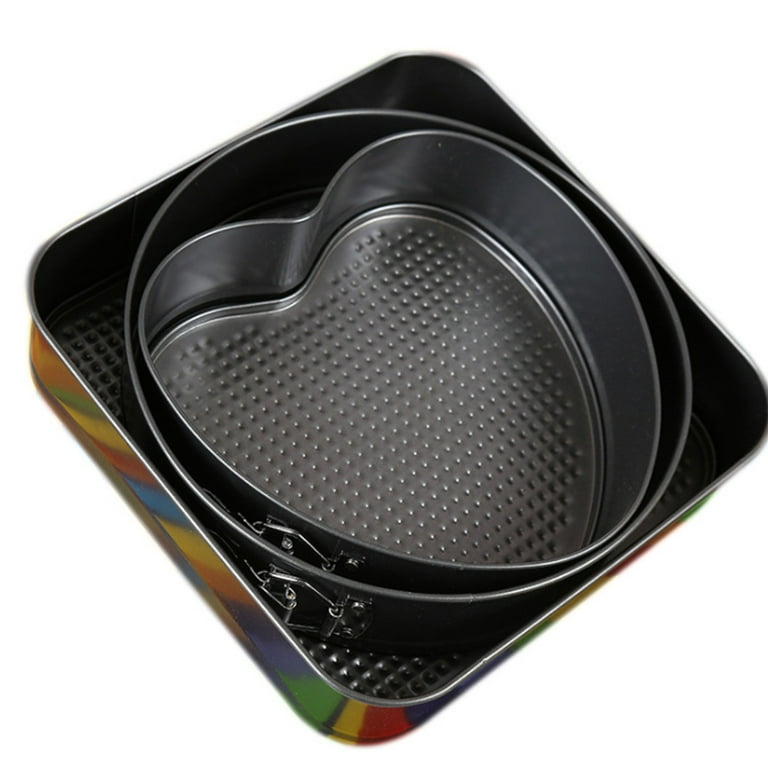 3PCS Set Heart Squre Round Shape Spring Form Cake Pan Set Stainless Steel Non Stick Coating Cheesecake Pan Tool Bakeware 9 10 11 inch for Home