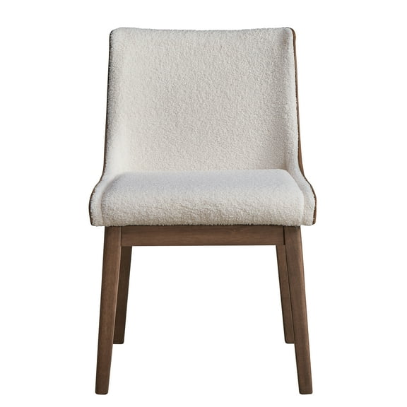 Luxurious White & Brown Boucle Velvet Wingback Dining Chairs (Set of 2) - Modern Bent Wood Legs, Walnut Finish, 32.48"H x 21.26"W, Stable & Artistic for Dining Rooms