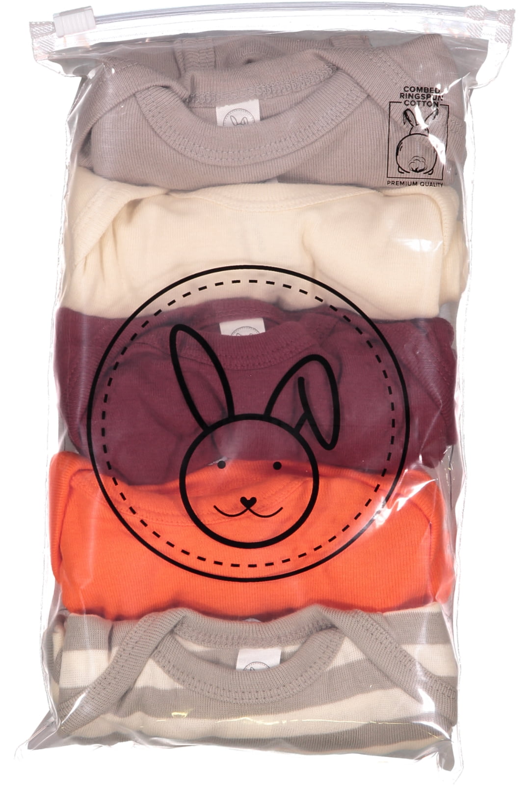 Rabbit Skins Baby Bodysuits, Girls & Boys, Newborn to 24 Months, 5-Pack Set, Snap Closure, Multi-color, Cotton , Autumn2: Titanium-Natural Stripe/ Orange/ Maroon/ Natural / Titanium, 24 Months