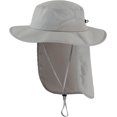 thumbnail image 1 of czcpp-UPF50+ Mens Sun Hat with Neck Flap Wide Brim Mesh Fishing Hat Windproof Safari Hat Light Grey, 1 of 4