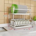 thumbnail image 2 of Kitchen Dish Rack, Wall Mounted Stainless Steel Large Dish Drying Rack with Drainboard Set Dish Drainer, Black Dish Racks for Storage Plates Bowls Cups Vegetables and Fruits (Black 2 Tier), 2 of 3