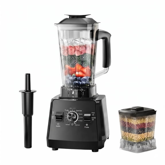 Smoothie Blender 2400W Countertop Blender for Kitchen, 68oz Large Capacity with 20oz Grinder Cup & Stirring Sticks, Ice Crushing & Frozen Fruit Blending, Protein Shake Maker, Self-Cleaning, Black