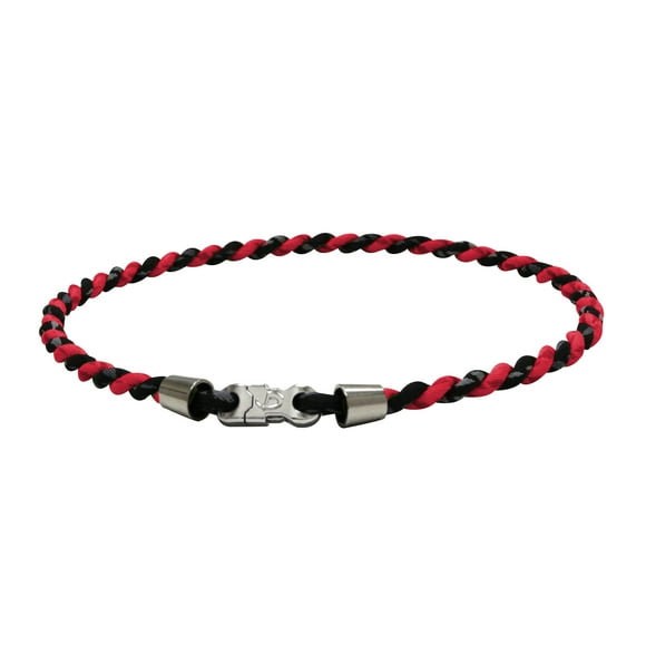 PHITEN Collier Tornade en Titane Chromé, Noir/rouge, 18 Pouces