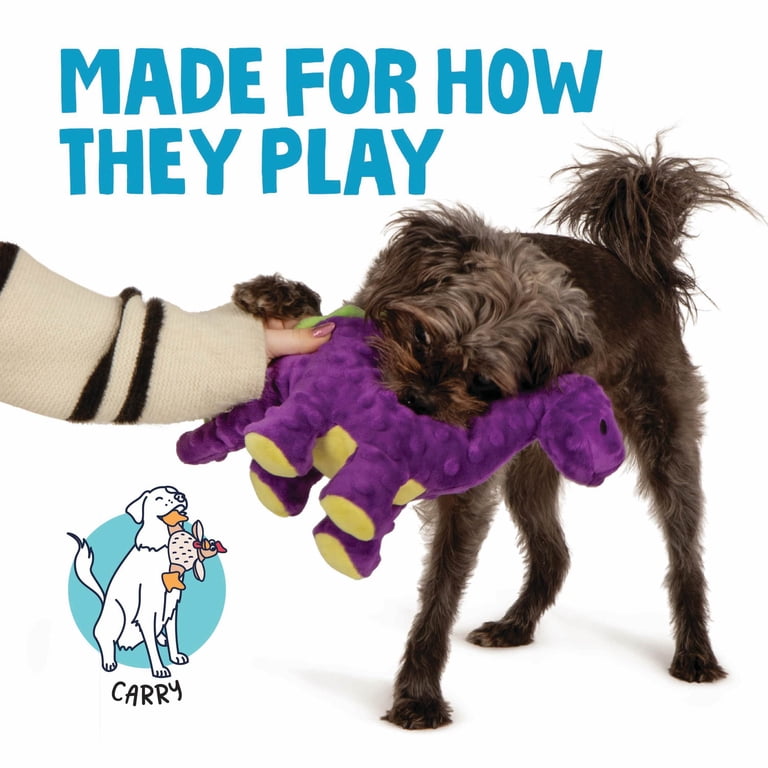 goDog Dinos Bruto Squeaky Plush Toy, Medium Purple photo 5