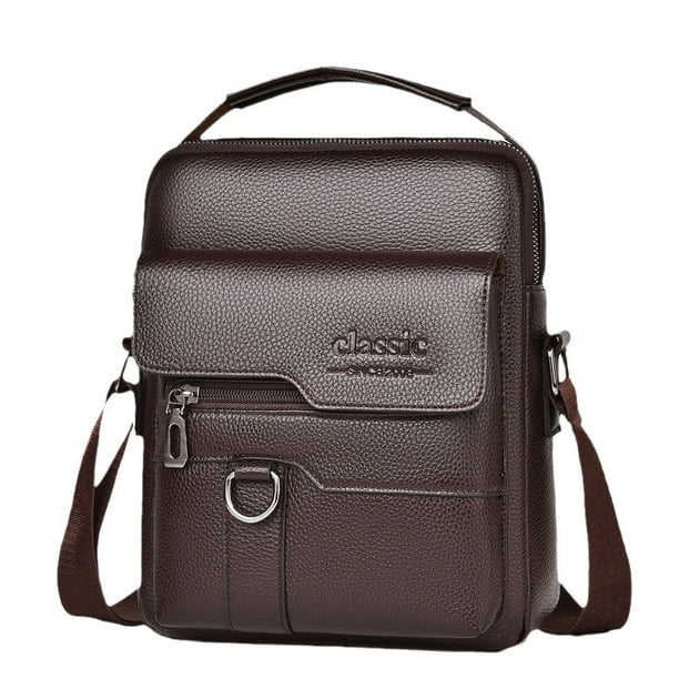 Bandolera de piel para hombre impermeable 21x6x24 cm