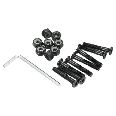 

Uxcell Skateboard Hardware Kit 1.18 Mounting Screws Hex Head Bolts Nuts Set with Spanner for Longboard Black