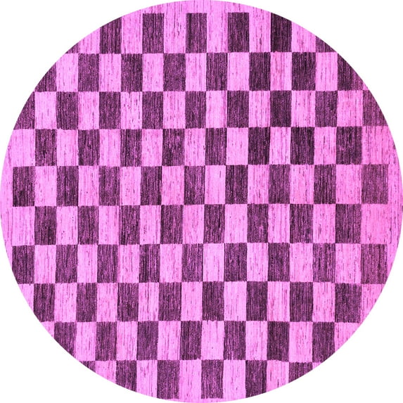 Ahgly Company Indoor Round Checkered Purple Modern Area Rugs, 3' Round