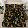 thumbnail image 6 of Castle Fairy Teens Flying Butterfly 4-Piece King Bed Sheets, Sparkling Sequin, Black Golden, Super Cozy Room Decor, 6 of 7