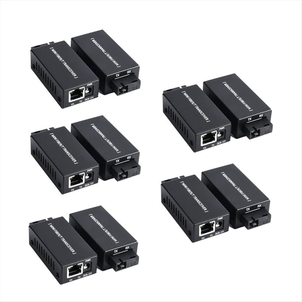 5 Pares Mini Convertidor de Medios Ópticos de Fibra Gigabit 100/1000Mbps Transceptor Óptico Conmutador Ethernet SC A RJ45 20Km Co
