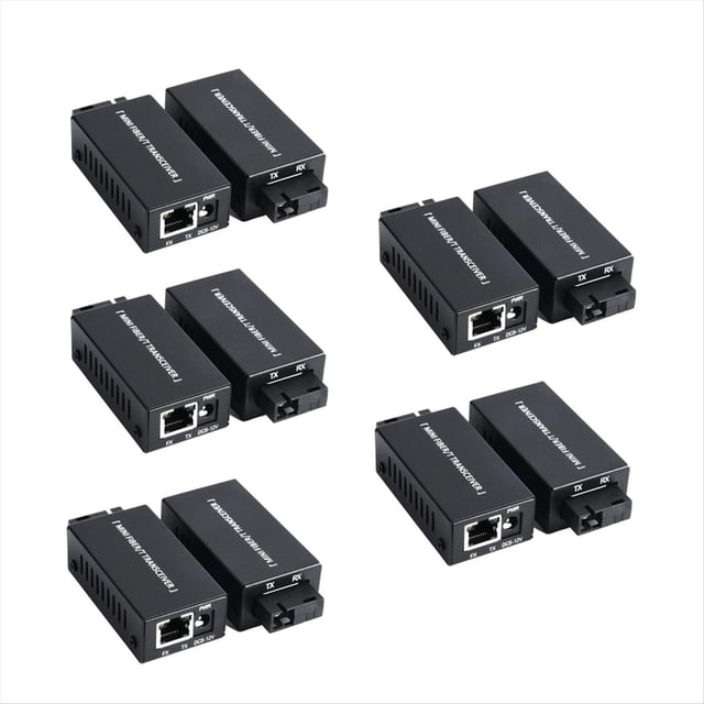 5 Pares Mini Convertidor de Medios Ópticos de Fibra Gigabit 100/1000Mbps Transceptor Óptico Conmutador Ethernet SC A RJ45 20Km Co