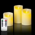 thumbnail image 5 of Cacou Flickering Flameless LED Candles with Remote & Timer, Moving Flame, Set of 3 Battery Operated Candles, 5 of 6
