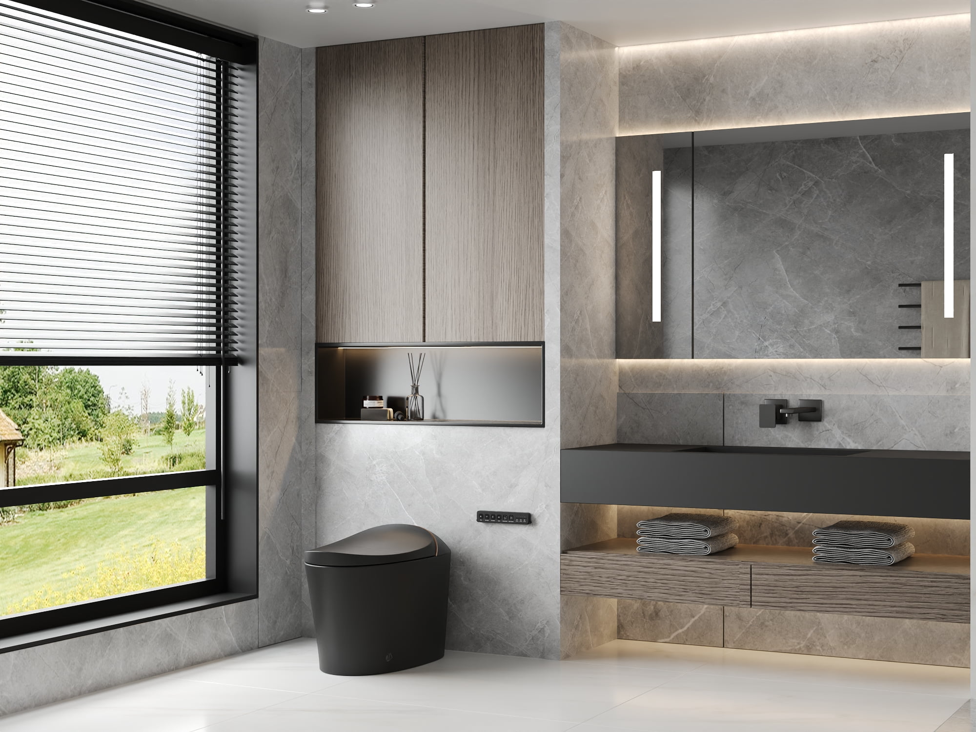 DV-1S0160B-V3 Smart Bidet Toilet, Auto Open & Close, Heated Seat, Warm Water, Wireless Remote Control, Premium