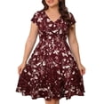 thumbnail image 3 of Iyufng Women's Summer Dresses V-Neck Printed Short Sleeve Mini Dress, 3 of 8