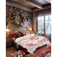 thumbnail image 4 of Merry Christmas Flannel Blanket for Bed,Travel and Camping, Winter Snowman Snowflakes Pink Stripes Super Soft Cozy Blanket for All Seasons 50" x 60", 4 of 6