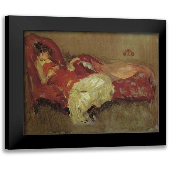 Whistler, James McNeill 14x12 Black Modern Framed Museum Art Print Titled - Note In Red The Siesta 1883