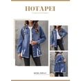 thumbnail image 4 of HOTAPEI Ripped Jean Jacket for Women Casual Long Metal Buttoned Frayed Boyfriend Distressed Denim Jackets With Pocket, 4 of 6