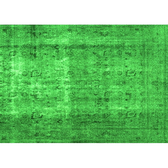Ahgly Company Indoor Rectangle Abstract Green Contemporary Area Rugs, 7' x 10'