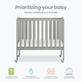 thumbnail image 2 of Dream On Me 2-in-1 Folding Portable Mini Crib in Cool Grey, Mattress Pad Included, Easy to Fold and Store Baby Crib, Two Adjustable Mattress Height positions Convertible Crib, 2 of 8