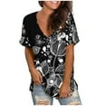 thumbnail image 2 of Fesfesfes Women Plus Size Tops Women Crewneck Print Tees Short Sleeve T Shirt Blouse Loose Tops Womens Workout Tops 14(XXXL), 2 of 6
