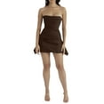thumbnail image 3 of Franhais Female Short Dress, Solid Color Sleeveless Strapless Low-Cut Bodycon One-Piece Outfit, 3 of 9