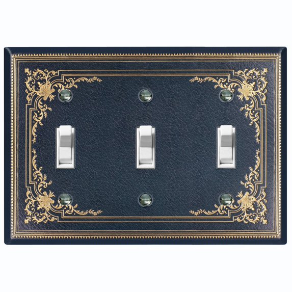 Metal Light Switch Plate Cover Elegant Victorian Black Yellow Frame FRA054
