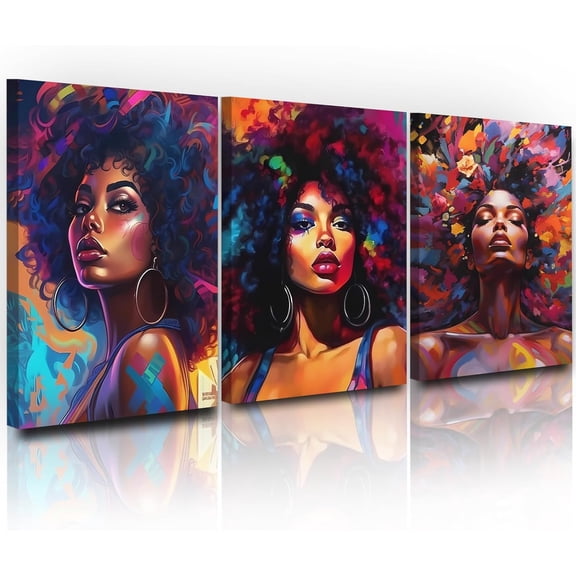 FCCUYE - 3 Piece Abstract Black Girl Wall Art for Living Room Blue Dancing Girl Picture Elegant Ballet Poster for Bathroom Wall Art Canvas Prints for Female Gifts Dance Rehearsal Studio 20x28inch