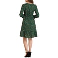 thumbnail image 4 of MODA NOVA Juniors Printed Long Sleeves Keyhole Neck Ruffle Hem Midi Dresses XS Green, 4 of 8