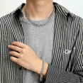 thumbnail image 5 of Iced Out Stones Necklace & Bracelet Set (9mm, Silver), 5 of 6