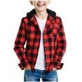 thumbnail image 2 of snilers Boys Jacket Early Fall Fashion Plaid Shacket Hoodie Lightweight Long Sleeve Button Down Shirt Casual Outerwear with Pocket Size 11 Years, 2 of 8