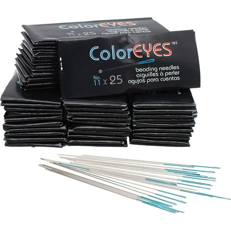 The Beadsmith ColorEYES Beading Needles, Size 11, 1 Bag/1000 Needles, Blue Colored Tip for Easy Identification of Size, Use for Loom Weaving Bead Work, Off-Loom Stitch & Jewelry Making w/Seed Beads
