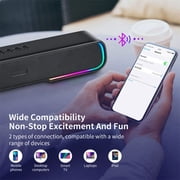 Bluetooth Soundbar with RGB Lights, 20W Home Theater Speaker, 4 Dynamic Light Modes, Built-in 2000mAh Battery, Compatible with TV, PC, Phone, Tablet