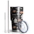 thumbnail image 2 of 30oz Black Halloween Ghosts Pumpkins and Bones Tumblers Stainless Steel Tumbler with Lid and Straw,Vacuum Insulated Double Wall Travel Tumbler Cups Mug with Cleaning Brush for Coffee,Tea, 2 of 7