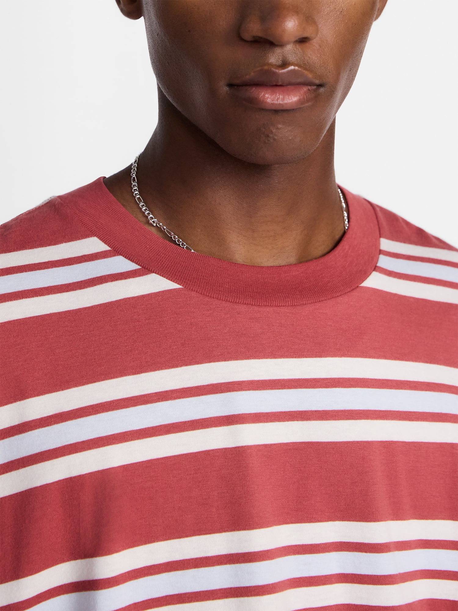 No Boundaries Stripe Pattern Tee with Short Sleeves, Men's XS-4XLT