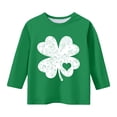 thumbnail image 3 of T-Shirt de la Saint-Patrick pour Filles, Mignon T-Shirt Graphique à Manches 3/4 Col Rond avec Imprimé Irlandais, Hauts Décontractés Printemps Été pour Vacances, Fête d'Anniversaire et Usage Quotidien Vert 160, 3 of 5