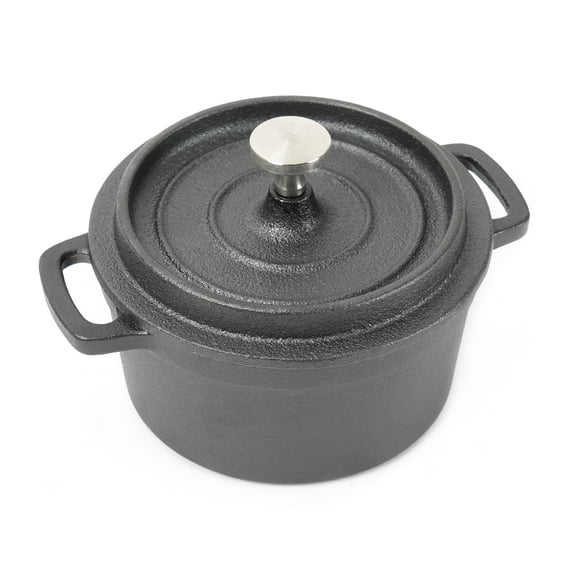 HAWOK 270ml Mini Cast Iron Cocotte with Lid, Pre-Seasoned Individual Dutch Oven and Melting Pot, Black