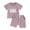 Purple, variant on Musuos Baby Girl 2 Piece Summer Outfits 6 12 18 24M 3T Round Neck Letter Print Short Sleeve Tops + Elastic Waist Shorts Infant Toddler Set