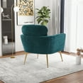 thumbnail image 3 of ARCTICSCORPION Upholstered Reading Chair, Single Sofa Chair with Metal Legs and Throw Pillow, Leisure Chenille Accent Chair Club Armchair for Living Room, Bedroom, Dorm and Office, Peacock Blue, 3 of 7