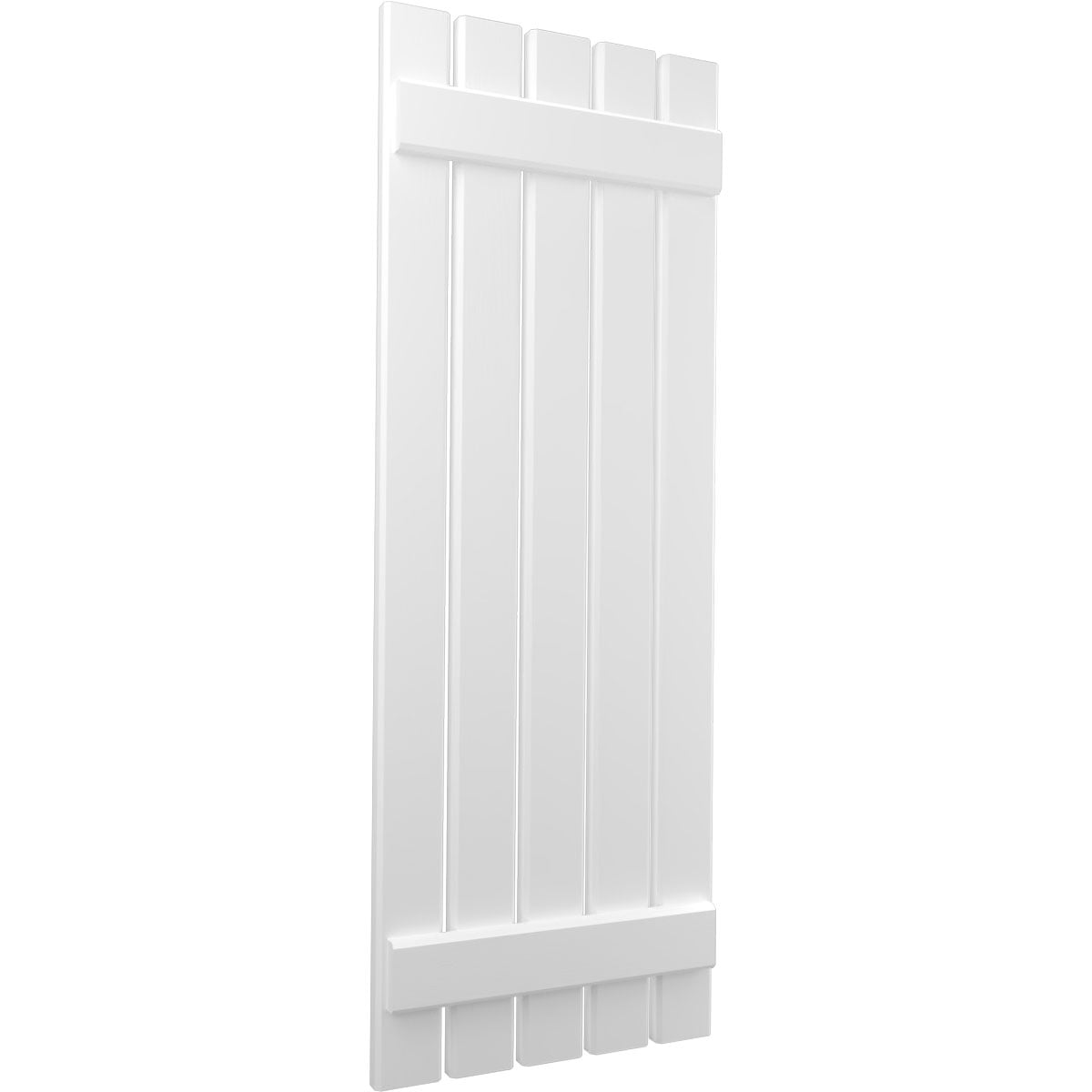 Ekena Millwork 19 1/2"W x 52"H Americraft Five Board (2 Batten) Exterior Real Wood Spaced Board-n-Batten Shutters (Per Pair), White