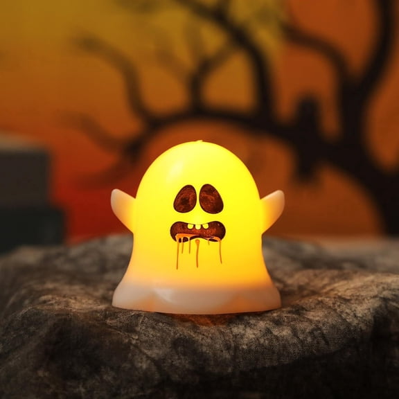 Halloween Ghost Candles Cute Spooky Fall Decor Burning White Scented Wax Candles Gifts for Boo Basket Stuffers Halloween Room Table Indoor Decorations