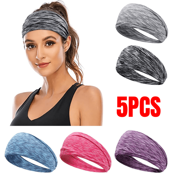 5pcs Fashion Wide Headbands for Women, Non Slip Sports Hair Bands, Soft Elastic Head Bands, Yoga Workout Headbands for Women
