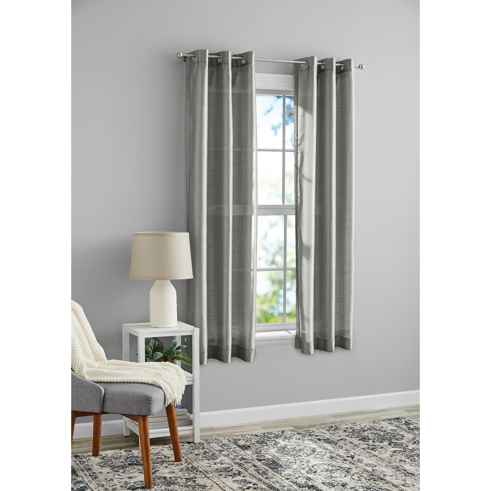 Mainstays Faux Silk Textured Solid Color Light Filtering Grommet